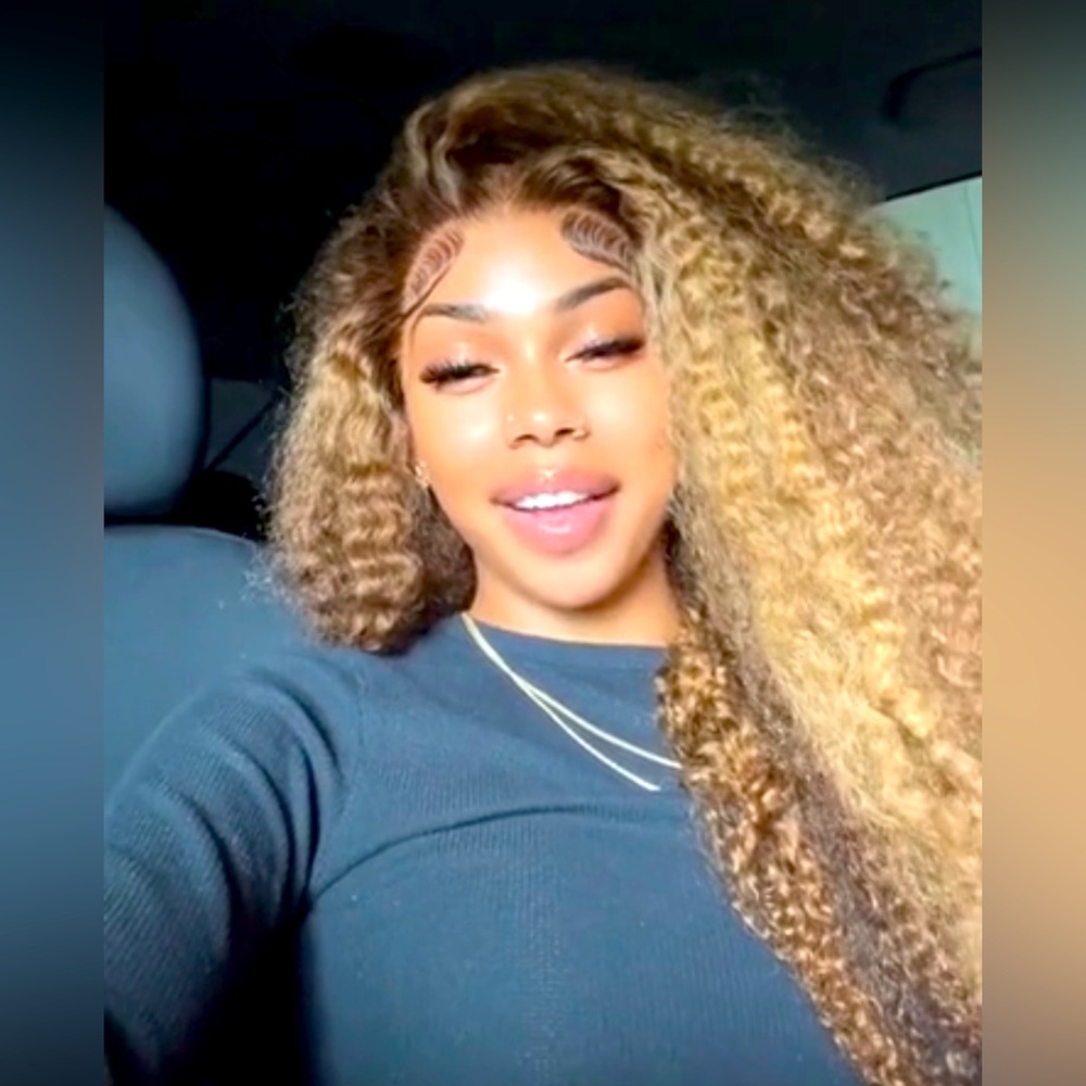 Deep Curly Wave 13*6 Blonde Human Hair Wig, 26 to 28 inches long. - Picture 3 of 9